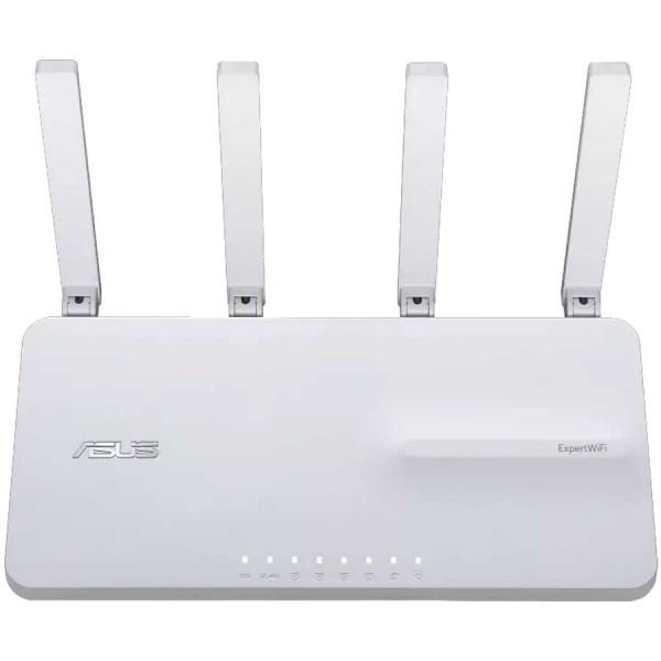 راوتر ASUS ExpertWiFi EBR63، يدعم WiFi 6 (802.11ax)، سرعة 2.4GHz تصل إلى 574 ميجابت في الثانية، وسرعة 5GHz تصل إلى 2402 ميجابت في الثانية، بإجمالي سرعة AX3000، وذاكرة 512MB RAM