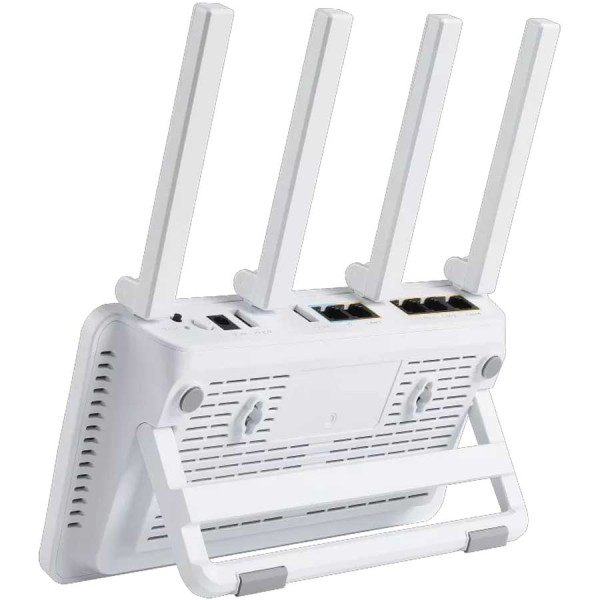 راوتر ASUS ExpertWiFi EBR63، يدعم WiFi 6 (802.11ax)، سرعة 2.4GHz تصل إلى 574 ميجابت في الثانية، وسرعة 5GHz تصل إلى 2402 ميجابت في الثانية، بإجمالي سرعة AX3000، وذاكرة 512MB RAM