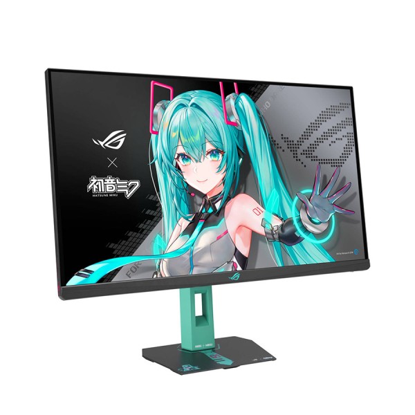 شاشة العاب احترافية ASUS ROG STRIX Hatsune Miku, مقاس 27 بوصة بدقة QHD (2560×1440), لوحة Fast IPS, معدل تحديث 260Hz (OC), من استجابة 0.3ms (GTG), دعم G-SYNC و FreeSync