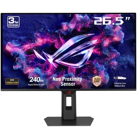 شاشة العاب احترافية، ASUS ROG Strix OLED XG27AQDMES، بحجم 27 بوصة، دقة QHD (2560×1440)، لوحة QD-OLED، معدل تحديث 240Hz، زمن استجابة 0.03 مللي ثانية، دعم HDR10، منفذ HDMI 2.1 شاشة العاب احترافية، ASUS ROG Strix OLED XG27AQDMES، بحجم 27 بوصة، دقة QHD (2560×1440)، لوحة QD-OLED، معدل تحديث 240Hz، زمن استجابة 0.03 مللي ثانية، دعم HDR10، منفذ HDMI 2.1