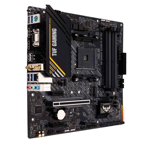 لوحة الأم ASUS TUF GAMING A520M-PLUS WIFI، تدعم معالجات AMD Ryzen على مقبس AM4، تدعم ذاكرة DDR4 - اسود
