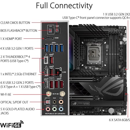 مذربورد أسوس ROG MAXIMUS Z790 HERO - تدعم PCIe 5.0 - سوكيت LGA1700 - رام DDR5 - قطعة Wi-Fi 6E مذربورد أسوس ROG MAXIMUS Z790 HERO - تدعم PCIe 5.0 - سوكيت LGA1700 - رام DDR5 - قطعة Wi-Fi 6E