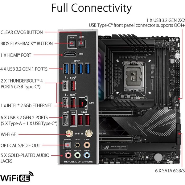 Motherboard ASUS ROG Maximus Z790 Hero, WiFi6E, 4x DDR5 DIMM, 2x PCIe 5.0 x16 Slots, 5x M.2 Slots, AURA - LGA 1700
