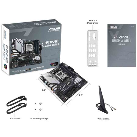 ASUS PRIME B650M-A WIFI II Motherboard - PCIe 5.0 - AM5 Socket - DDR5 RAM ASUS PRIME B650M-A WIFI II Motherboard - PCIe 5.0 - AM5 Socket - DDR5 RAM