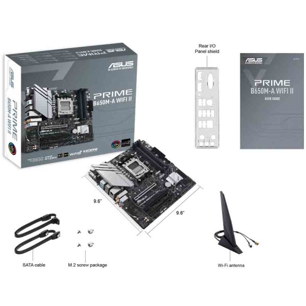 MOTHERBAORD ASUS PRIME B650M‑A WiFi II ,DDR5 memory support ,OptiMem II technology ,PCIe 5.0/4.0 slots Socket AM5