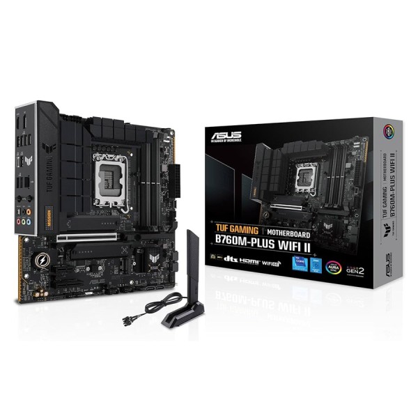 MOTHERBAORD ASUS TUF Gaming B760M‑PLUS WIFI II ,DDR5 memory ,PCIe 5.0 x16 ,Realtek 7.1‑channel audio ,Factor Micro‑ATX - Black