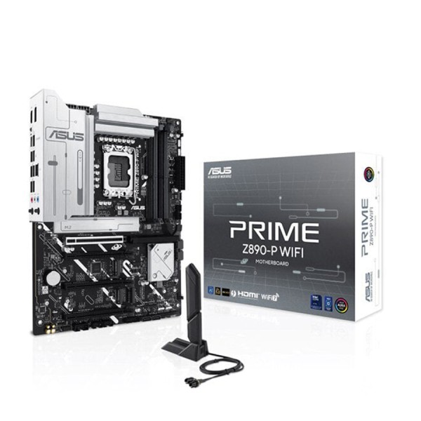 لوحة أم احترافية ASUS PRIME Z890-P WIFI, مقاس ATX, مقبس LGA 1851, عم إضاءة AURA Sync RGB, فتحات توسعة PCIe 5.0 وPCIe 4.0, اتصال لاسلكي  Wi-Fi 7 + BT 5.4 - أسود