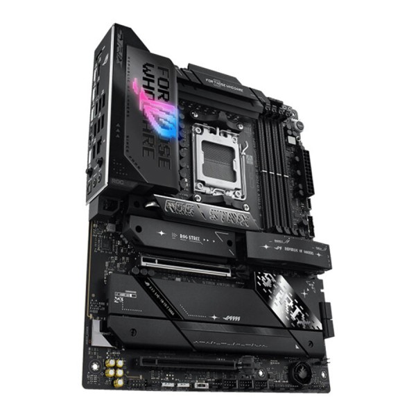 لوحة أم احترافية ASUS ROG STRIX X870E-E GAMING WIFI 7, مقاس ATX, مع مقبس AM5, تدعم إضاءة AURA Sync RGB, فتحات توسعة PCIe 5.0 وPCIe 4.0, اتصال لاسلكي  Wi-Fi 7 + BT 5.4 - أسود
