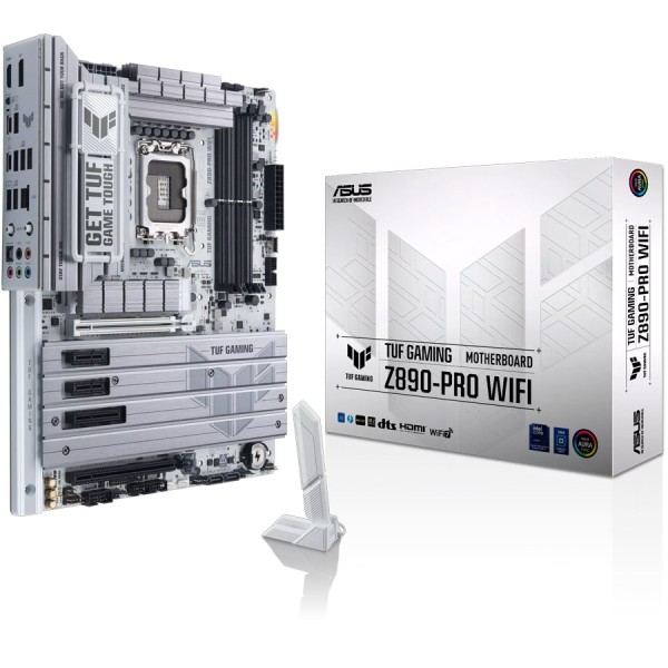 مذربورد اسوس ASUS TUF GAMING Z890-PRO WIFI 7, وايفاي 7, مقبس LGA 1851, دعم DDR5, منفذ PCIe 5.0, منفذين Thunderbolt 4 - ابيض