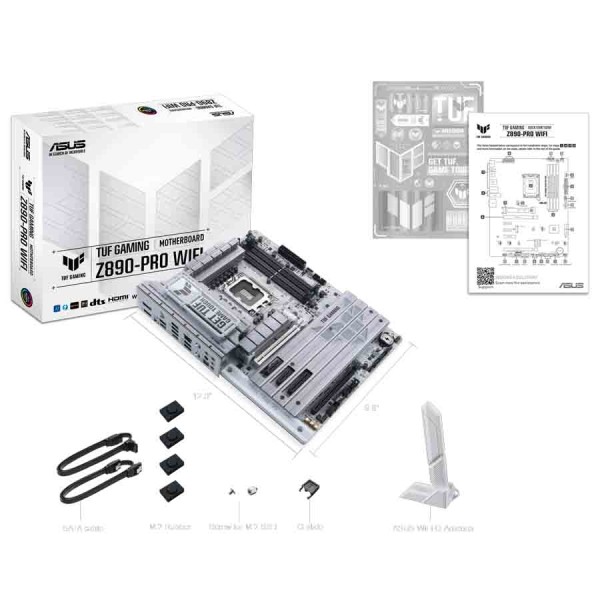 مذربورد اسوس ASUS TUF GAMING Z890-PRO WIFI 7, وايفاي 7, مقبس LGA 1851, دعم DDR5, منفذ PCIe 5.0, منفذين Thunderbolt 4 - ابيض