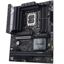 مذربورد اسوس TUF GAMING B860-PLUS WIFI 7 بمقبس LGA 1851 وتصميم ATX، تدعم ذاكرة DDR5 بـ 4 فتحات وسعة تصل إلى 256 جيجابايت، مع منفذ PCIe 5.0 x16 و 3 فتحات M.2
