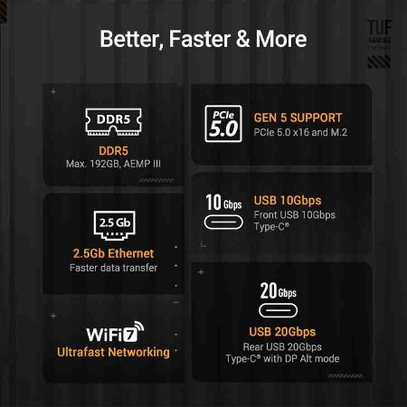 مذربورد اسوس توف قيمنق B860M-PLUS - واي فاي 7 - DDR5 - LGA1851