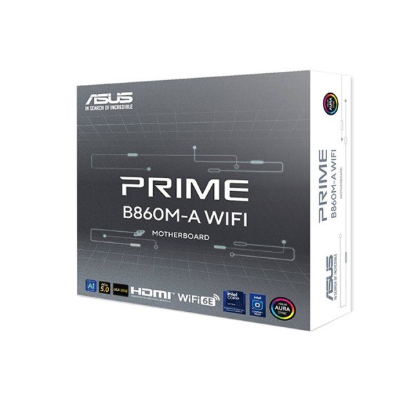 MOTHERBOARD ASUS PRIME B860M-A WIFI, LGA 1851, Micro-ATX, DDR5 4 × DIMM, WiFi 6E + BT 5.3, AURA Sync RGB