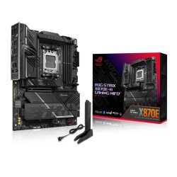 لوحة ام احترافية ASUS ROG STRIX X870E‑H GAMING WIFI7، مقبس AM5، منفذين USB4 Type‑C، شريحة صوت Realtek ALC1220P، 4 منافذ M.2 – اسود