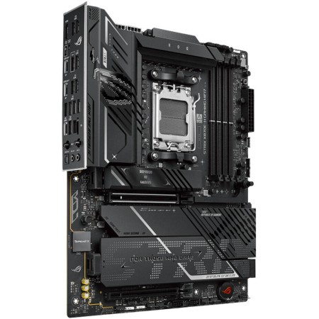 لوحة ام احترافية ASUS ROG STRIX X870E‑H GAMING WIFI7، مقبس AM5، منفذين USB4 Type‑C، شريحة صوت Realtek ALC1220P، 4 منافذ M.2 – اسود لوحة ام احترافية ASUS ROG STRIX X870E‑H GAMING WIFI7، مقبس AM5، منفذين USB4 Type‑C، شريحة صوت Realtek ALC1220P، 4 منافذ M.2 – اسود