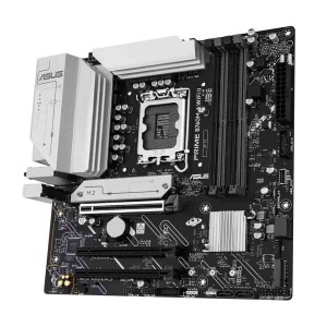 لوحة ام احترافية  ASUS PRIME B760M-A WIFI 6E II، مزودة بمنفذ PCIe 5.0 x16، و4 فتحات DDR5 DIMM، بتصميم Micro-ATX، وتدعم إجمالي 2 × منافذ M.2 للتخزين – اسود