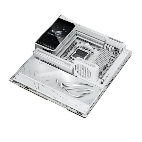 لوحة أم احترافية  ASUS ROG Crosshair X870E Glacial, مقاس E-ATX, مع مقبس AM5, تدعم إضاءة AURA Sync RGB, فتحات توسعة PCIe 5.0 وPCIe 4.0, اتصال لاسلكي  Wi-Fi 7 + BT 5.4 - أبيض