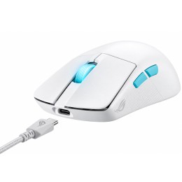 ماوس ألعاب لاسلكي أسوس ROG Harpe Ace Aim Lab Edition - مستشعر 36000 DPI - وزن 54g - أبيض Moonlight White