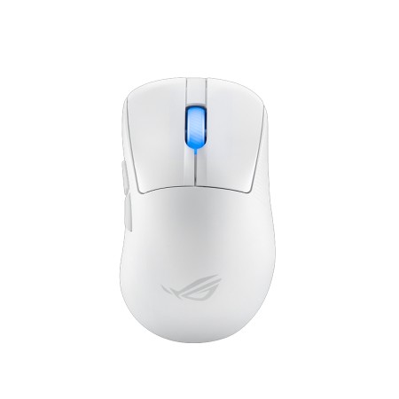 ماوس ألعاب لاسلكي احترافي ASUS ROG Keris II Ace، مستشعر ROG AimPoint Pro، تصميم فائق الخفة بوزن 54 جم، اتصال ثلاثي Tri-Mode – ابيض