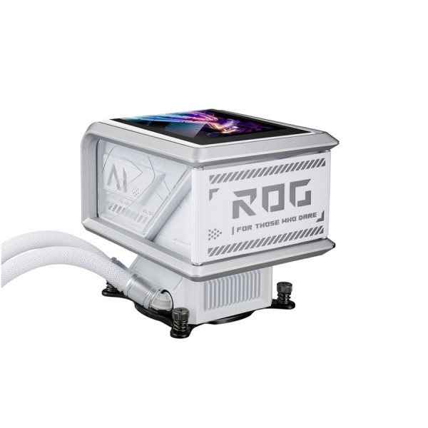 مبرد مائي احترافي ASUS ROG RYUO IV SLC 360 ARGB , بحجم 360 مم, شاشة AMOLED بحجم 6.67 بوصة , يدعم إضاءة ARGB, متوافق مع مقابس Intel وAMD الحديثة - أبيض