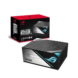 مزود طاقة ASUS ROG THOR, قدرة 1000 واط, شهادة كفاءة 80+ Platinum II, شاشة OLED مدمجة, إضاءة RGB Aura Sync, تصميم Fully Modular, مكثفات يابانية - أسود 