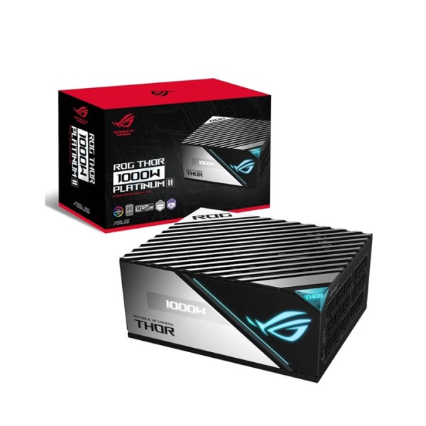 مزود طاقة ASUS ROG THOR, قدرة 1000 واط, شهادة كفاءة 80+ Platinum II, شاشة OLED مدمجة, إضاءة RGB Aura Sync, تصميم Fully Modular, مكثفات يابانية - أسود مزود طاقة ASUS ROG THOR, قدرة 1000 واط, شهادة كفاءة 80+ Platinum II, شاشة OLED مدمجة, إضاءة RGB Aura Sync, تصميم Fully Modular, مكثفات يابانية - أسود