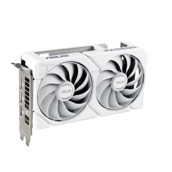 كرت شاشة احترافي ASUS Dual Radeon RX 9060 XT , ذاكرة 16GB GDDR6, تبريد مزدوج ثنائي المراوح, واجهة PCIe 5.0,  يدعم تقنيات AMD و تتبع الأشعة - أبيض