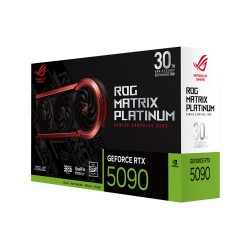 كرت شاشة ASUS ROG Matrix Platinum GeForce RTX 5090, إصدار الذكرى الثلاثين, ذاكرة 32GB GDDR7, تبريد عالي الكفاءة مع 4 مراوح, مع دعم تقنية BTF للتوصيل المخفي - أسود/أحمر