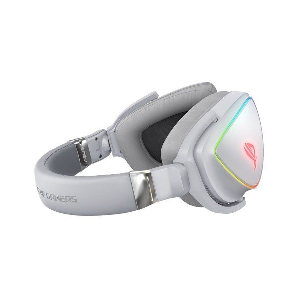 سماعة رأس سلكية ASUS ROG DELTA, صوت محيطي دقيق مع تقنية Hi-Res Audio, إضاءة RGB AURA, متوافق مع PC وMac وPlayStation وMobile, الكيبل 1.5 متر تقريبا - أبيض