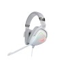 سماعة رأس سلكية ASUS ROG DELTA, صوت محيطي دقيق مع تقنية Hi-Res Audio, إضاءة RGB AURA, متوافق مع PC وMac وPlayStation وMobile, الكيبل 1.5 متر تقريبا - أبيض