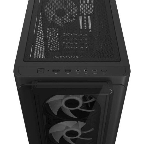 أسوس صندوق ASUS A23 Plus TG ARGB نوع microATX , 4 مراوح ARGB مُثبتة مسبقًا , وواجهة أمامية شبكية لتحسين تدفق الهواء - أسود