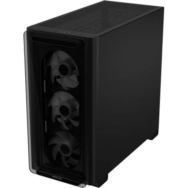 أسوس صندوق ASUS A23 Plus TG ARGB نوع microATX , 4 مراوح ARGB مُثبتة مسبقًا , وواجهة أمامية شبكية لتحسين تدفق الهواء - أسود