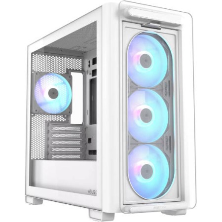 ASUS A23 Plus TG ARGB microATX Case - Pre-Installed ARGB Fans - Mesh Front - White