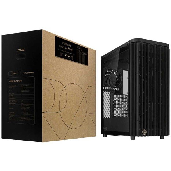 ASUS ProArt PA401 Wood Edition Mid-Tower ATX Case with Tempered Glass - Black