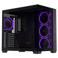 صندوق احترافي من اسوس  ASUS A32 PLUS تصميم Mid-Tower مع لوحين أمامي وجانبي, أربع مراوح مضيئة ARGB مثبتة مسبقًا, منفذ USB-C امامي - أسود