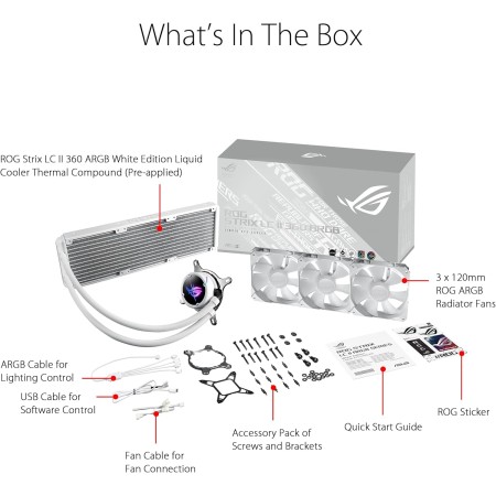 تبريد مائي احترافي ASUS ROG STRIX LC II 360 ARGB White Edition – بتصميم أبيض ودعم AURA Sync