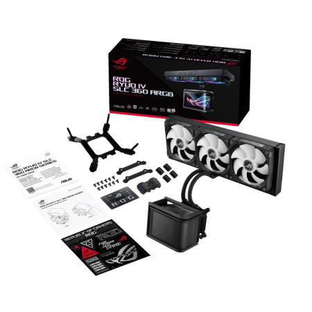 مبرد ASUS ROG RYUO IV SLC 360 ARGB مع شاشة AMOLED منحنية 6.67 بوصة – تبريد مائي متكامل عالي الأداء