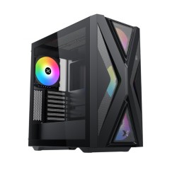 كيس كمبيوتر XIGMATEK Hyperion بتصميم Mid-Tower أنيق، مزوّد بـ 4 مراوح RGB مثبتة مسبقًا – اسود