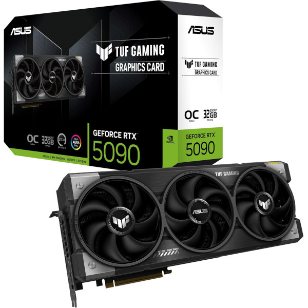 كرت شاشة أسوس تي يو إف قيمينج جيفورس RTX 5090 ذاكرة 32 جيجابايت GDDR7 ثلاثي المراوح إصدار الألعاب OC كرت شاشة أسوس تي يو إف قيمينج جيفورس RTX 5090 ذاكرة 32 جيجابايت GDDR7 ثلاثي المراوح إصدار الألعاب OC