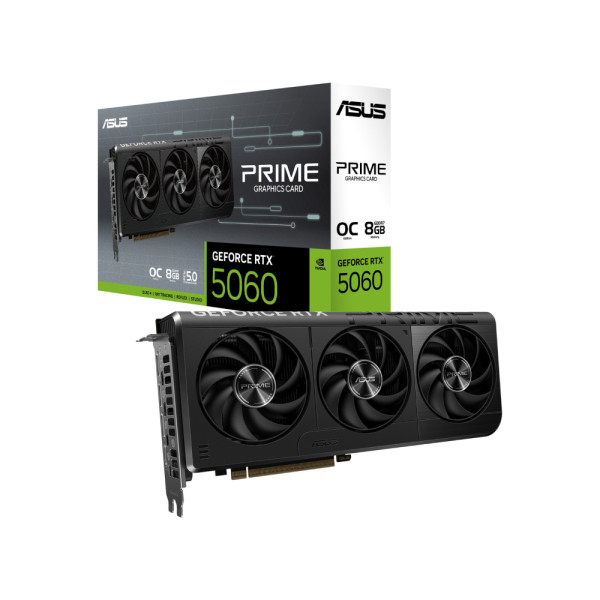 كرت شاشة ASUS PRIME GeForce RTX 5060 OC 8GB – تبريد ثلاثي كرت شاشة ASUS PRIME GeForce RTX 5060 OC 8GB – تبريد ثلاثي