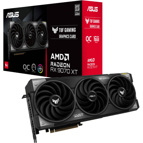 كرت شاشة أسوس تيو اف جيمنج راديون RX 9070 XT بسعة 16 جيجابايت إصدار OC - GDDR6 - بثلاث مراوح - باللون الأسود كرت شاشة أسوس تيو اف جيمنج راديون RX 9070 XT بسعة 16 جيجابايت إصدار OC - GDDR6 - بثلاث مراوح - باللون الأسود