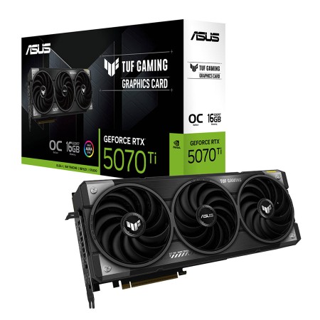 كرت شاشة ASUS TUF Gaming RTX 5070 Ti, ذاكرة 16GB GDDR7, اصدار مكسور السرعه OC, تبريد ثلاثي المراوح,  واجهة PCIe 5.0, دعم تقنيات NVIDIA RTX الحديثة - أسود