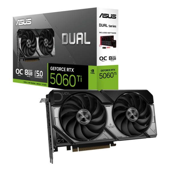 كرت شاشة ASUS Dual GeForce RTX 5060 Ti OC سعة 8GB GDDR7 كرت شاشة ASUS Dual GeForce RTX 5060 Ti OC سعة 8GB GDDR7
