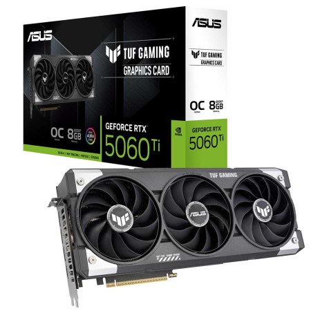 GRAPHIC CARD ASUS TUF GAMING RTX 5060 TI, 8GB GDDR7, OC Edition, Triple-fan cooling system, PCIe 5.0, Support DLSS 4, Ray Tracing - BLACK GRAPHIC CARD ASUS TUF GAMING RTX 5060 TI, 8GB GDDR7, OC Edition, Triple-fan cooling system, PCIe 5.0, Support DLSS 4, Ray Tracing - BLACK