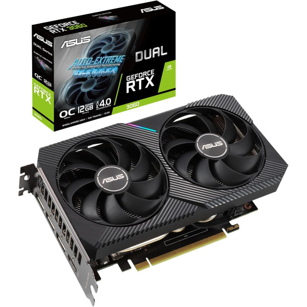 Graphics Card ASUS RTX 3060 Dual V2 OC – 12GB GDDR6 with Dual-Fan Cooling & High Performance Graphics Card ASUS RTX 3060 Dual V2 OC – 12GB GDDR6 with Dual-Fan Cooling & High Performance