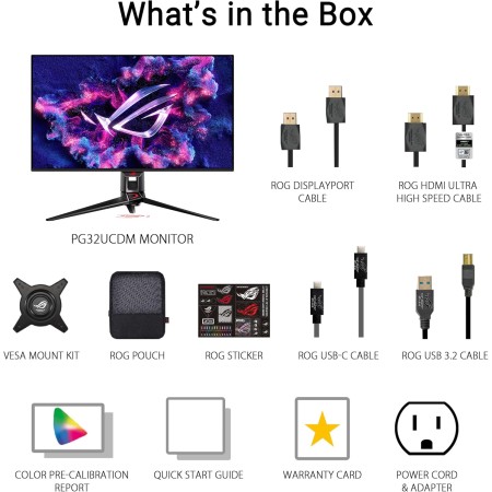 شاشة ألعاب أسوس ROG Swift PG32UCDM مقاس 31.5 بوصة - دقة 4K UHD - لوحة QD-OLED - تردد 240Hz - استجابة 0.03ms شاشة ألعاب أسوس ROG Swift PG32UCDM مقاس 31.5 بوصة - دقة 4K UHD - لوحة QD-OLED - تردد 240Hz - استجابة 0.03ms