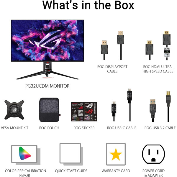 MONITOR ASUS ROG Swift OLED PG32UCDM 31.5 inch 4K QD OLED 240Hz 0.03Ms MONITOR ASUS ROG Swift OLED PG32UCDM 31.5 inch 4K QD OLED 240Hz 0.03Ms