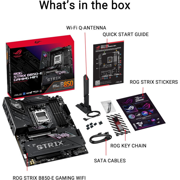 مذر بورد  للألعاب ASUS ROG STRIX B850-E GAMING WIFI – بمقبس AM5، دعم DDR5، واي فاي 7
