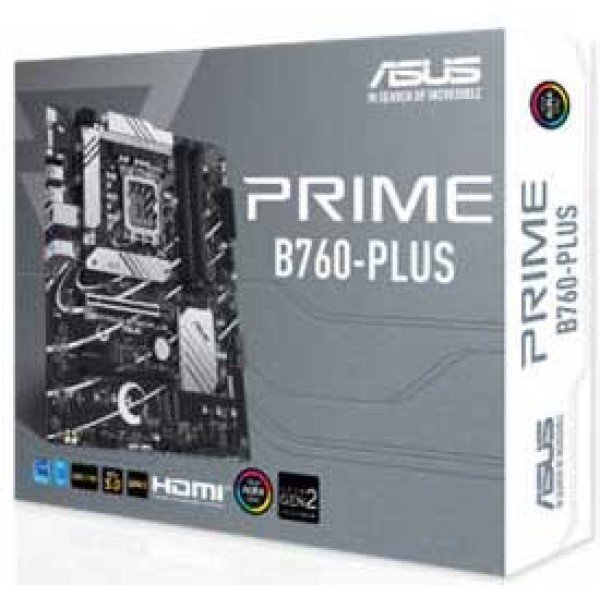 لوحة أم ASUS Prime B760-PLUS بمعيار LGA 1700، بحجم ATX، 4x DDR5 DIMM، أقصى سعة 192GB، دعم PCIe 5.0 x16، ومنفذ USB 3.2 Type-C