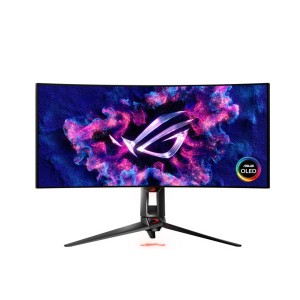 شاشة العاب احترافية ASUS ROG Swift PG34WCDM, مقاس 34 بوصة WOLED,  دقة UWQHD (3440×1440), معدل تحديث 240Hz , زمن استجابة 0.03ms, دعم NVIDIA G-SYNC, منفذ USB-C ب 90W  - أسود 